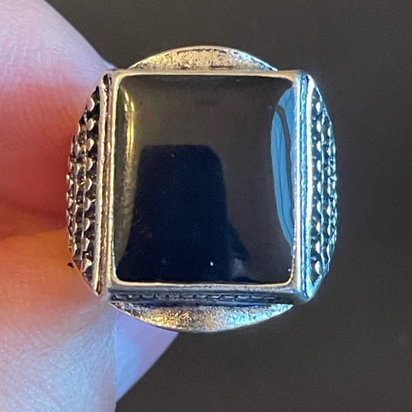 Obsidian S925 sterling silver ring size 8 - Picture 5 of 8